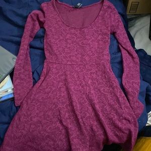 Forever 21 dress. Mid high with lacy pattern. Magenta colored. Size XS.